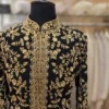 Elegant Black & Gold Embroidered Sherwani for Men - Traditional Wedding Wear By MERAKI