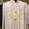 Elegant Tussar Silk Jodhpuri Kurta Pant with Real Mirror Work - By MERAKI