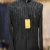Luxurious Black Beaded Jodhpuri Jacket with Pant Handcrafted Dana Work – By MERAKI