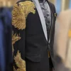 Men's Black Designer Blazer with Gold Embroidery – Luxury Formal Wear for Special Occasions by MERAKI