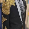 Men's Black Designer Blazer with Gold Embroidery – Luxury Formal Wear for Special Occasions by MERAKI