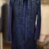 Royal Blue Velvet Indo Western with Cutdana Work - By MERAKI