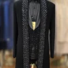 Royal Black Indo Western in Armani Fabric with Cut Dana Handwork - By MERAKI