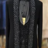 Royal Black Indo Western in Armani Fabric with Cut Dana Handwork - By MERAKI